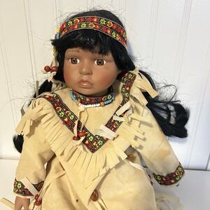 New Ethnic Native American Indian Porcelain Doll Cathay Collec Dream Catcher